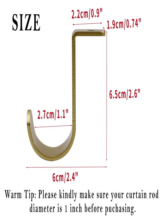 Shonmogar Ceiling Curtain Rod Brackets 3 Pack Metal Curtain Rod Holders with Screws,Curtain Rod Ceiling Mount Bracket for 1 Inch Rod, Sturdy Curtain Rod Hooks for Home Office Patio, Gold - Image 3